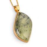 Simple Elegance Prehnite Necklace Handmade in Solid 925 Sterling Silver & Gold