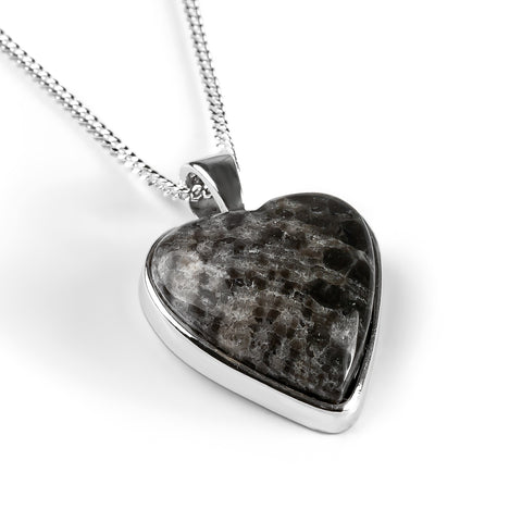 Heart Shape Stingray Coral Fossil Necklace - Natural Designer Gemstone