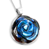 Carved Rose Labradorite Gemstone Necklace - Natural Designer Gemstone