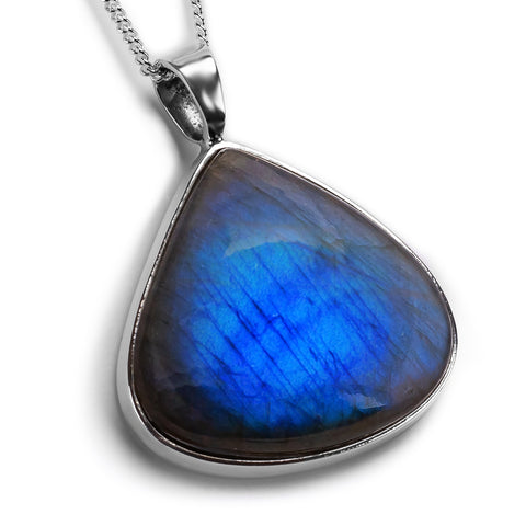 Stunning Blue Flash Labradorite Necklace - Natural Designer Gemstone