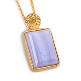 Contemporary Dream Blue Lace Agate Necklace in Solid 925 Sterling Silver & Gold