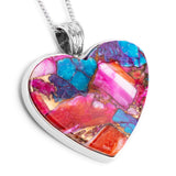 Stunning Pink Oyster Copper Turquoise Heart Necklace - Designer Gemstone