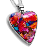 Purple Copper Turquoise & Silver Necklace - Designer Gemstone