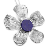 Midnight Bloom Lapis Lazuli Wild Flower Handmade Necklace in Solid 925 Sterling Silver