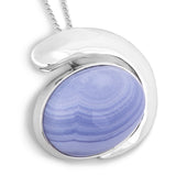 Handmade Blue Lace Agate Gemstone Necklace - Natural Designer Gemstone