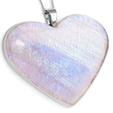 GIANT Belomorite Moonstone Heart Necklace - Natural Designer Gemstone