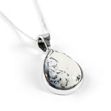 Dendritic Opal Teardrop Necklace - Natural Designer Gemstone