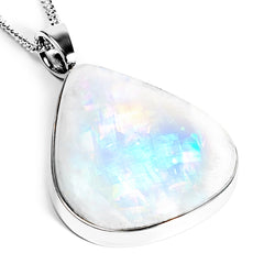 AAA Quality BOLD Shimmering Rainbow Flash Moonstone Necklace
