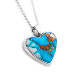 Dainty Ice Blue Dahlia Mohave Turquoise Heart Necklace