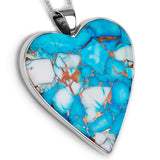 Stunning Ice Blue Dahlia Mohave Turquoise Heart Necklace - Designer Gemstone