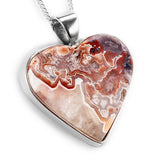 Mexican Crazy Lace Agate Heart Necklace -  Natural Designer Gemstone