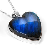Blue Fire Labradorite Heart Necklace