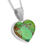 Heart Shaped Green Copper Mohave Turquoise Necklace - Natural Designer Gemstone