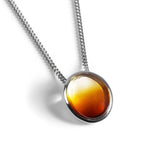 Oval Burning Amber Necklace in Silver and Amber