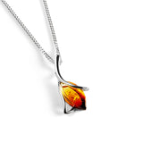 Sunset Tulip Necklace in Silver & Amber