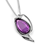 Tulip Flower Necklace in Silver & Amethyst