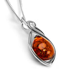 Teardrop Twist Necklace in Silver and Amber