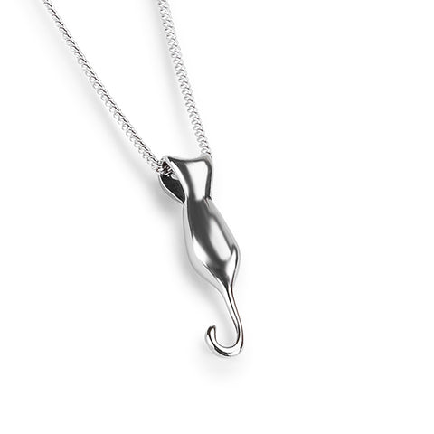Miniature Cat Necklace in Silver