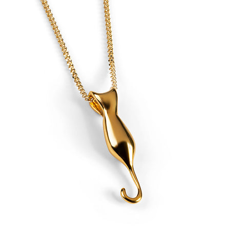 Miniature Cat Necklace in Silver with 24ct Gold