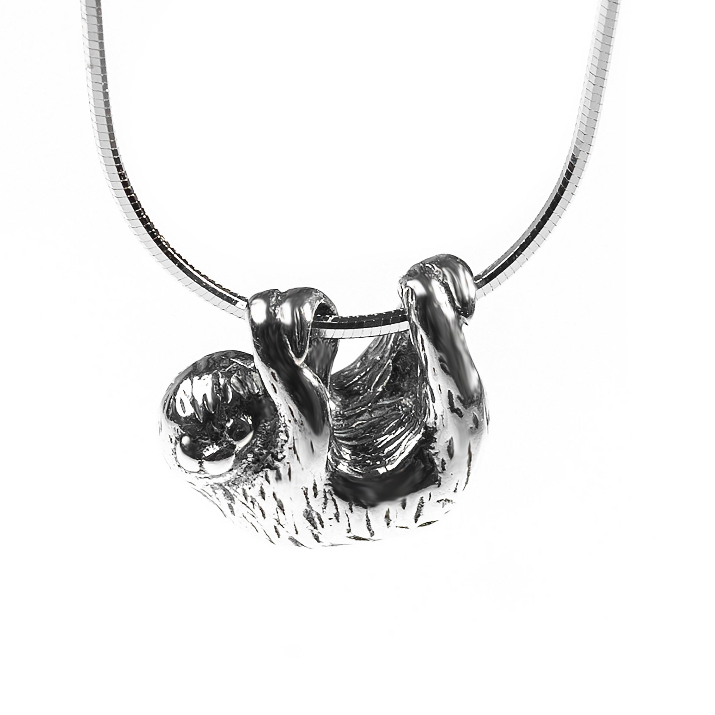 Sloth Necklace in Silver with 24ct Gold