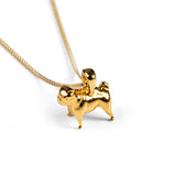 Miniature Pug Dog Necklace in Silver with 24ct Gold