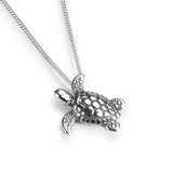 Miniature Sea Turtle Necklace in Silver & 24ct Gold