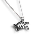Miniature Sea Turtle Necklace in Silver