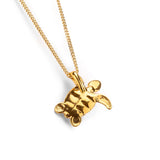 Miniature Sea Turtle Necklace in Silver & 24ct Gold