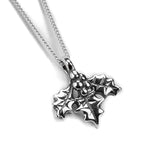 Miniature Holly Leaf Spig Necklace in Silver with 24ct Gold
