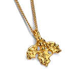 Miniature Holly Leaf Spig Necklace in Silver with 24ct Gold