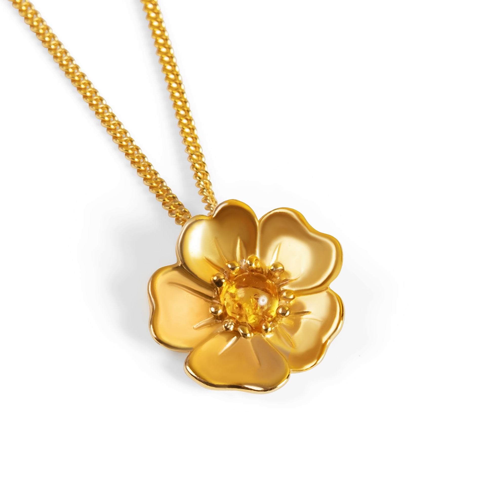 Beautiful Buttercup Necklace Silver 24ct Gold Amber