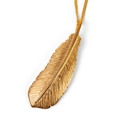 Bird Feather Necklace in Silver with 24ct Gold