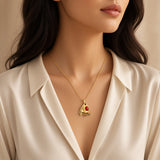 Large Robin Necklace in 24ct Gold and Coral