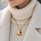 Large Robin Necklace in 24ct Gold and Coral