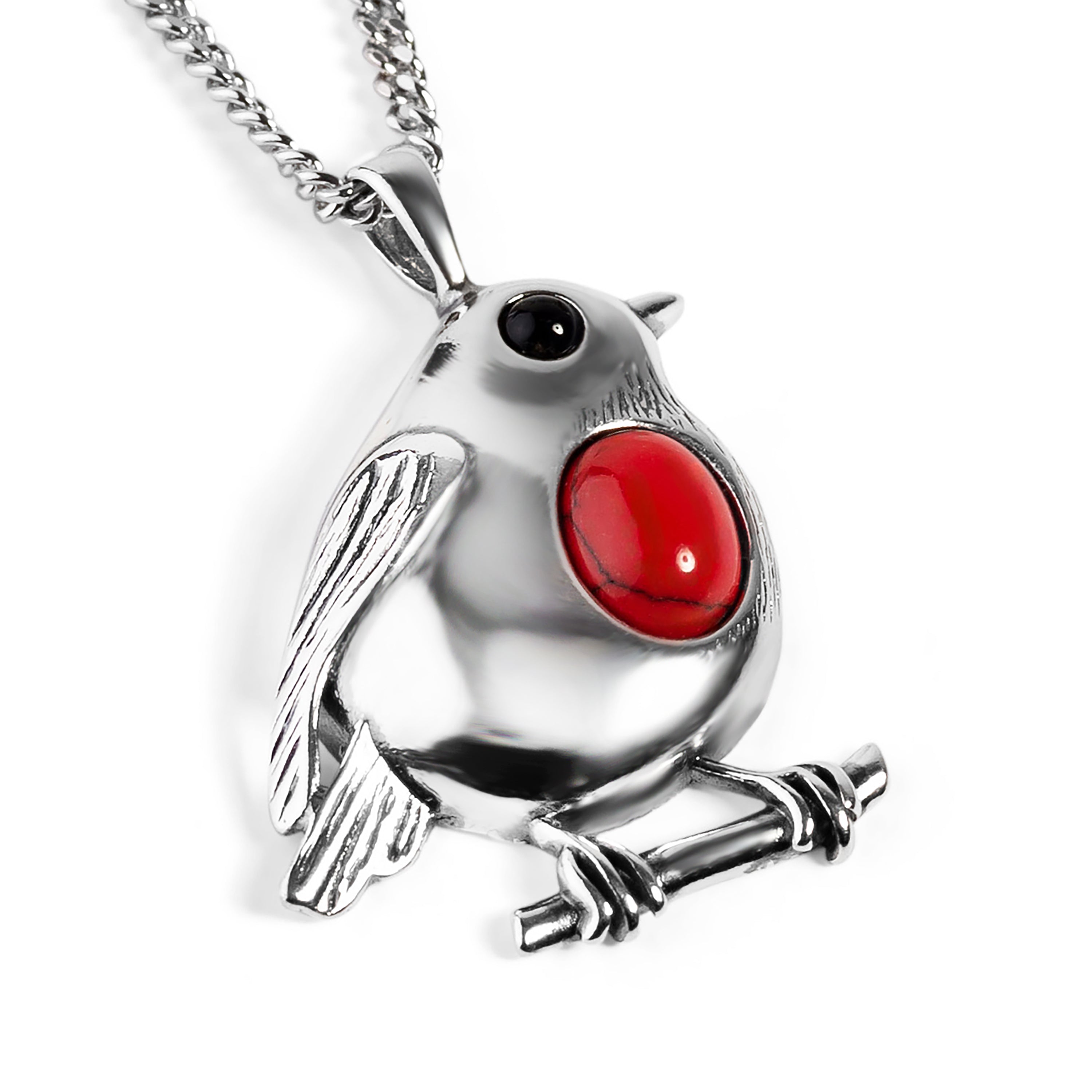 Large Robin Necklace in 24ct Gold and Coral