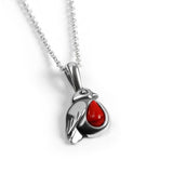 Miniature Robin Necklace in Silver and Coral