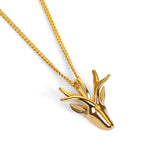 Miniature Stag Head Necklace in Silver with 24ct Gold
