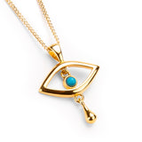 Evil Eye Necklace in Silver with 24ct Gold & Turquoise