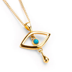 Evil Eye Necklace in Silver with 24ct Gold & Turquoise