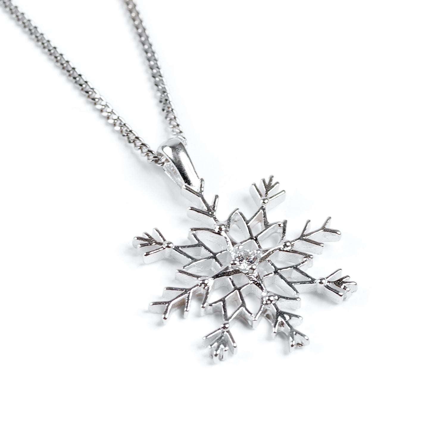 Sparkling Snowflake Necklace in Silver with 24ct Gold & Cubic Zirconia