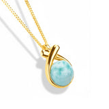 Sealed With A Kiss Necklace in Silver with 24ct Gold and Larimar