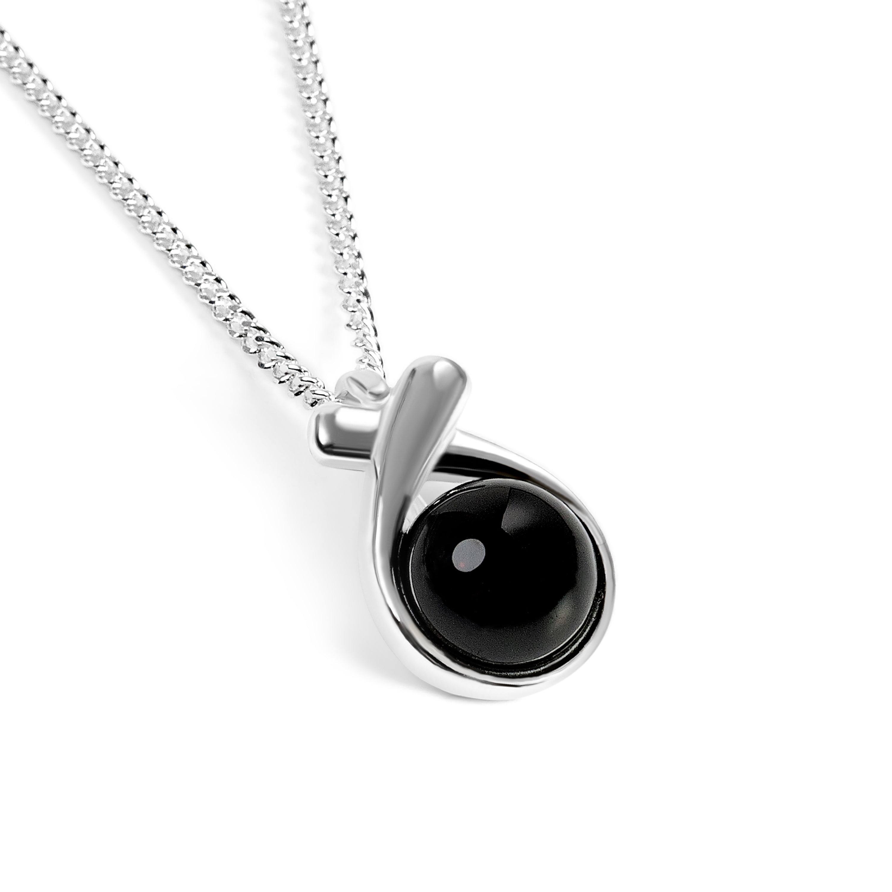 Sealed With A Kiss Necklace in Silver with 24ct Gold and Black Onyx