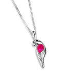 Miniature Parrot Necklace in Silver & Ruby