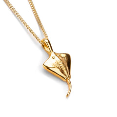 Miniature Manta Ray / Stingray Necklace in Silver with 24ct Gold