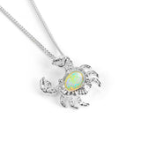 Miniature Crab Necklace in Silver with 24ct Gold and Ethiopian Opal