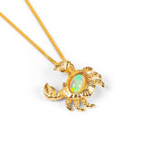 Miniature Crab Necklace in Silver with 24ct Gold and Ethiopian Opal
