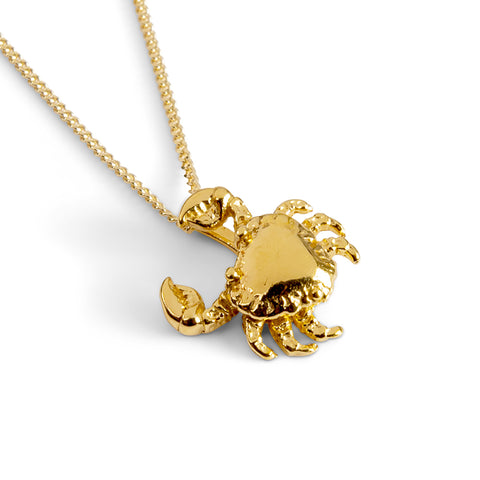 Cute Crab Necklace in Silver with 24ct Gold