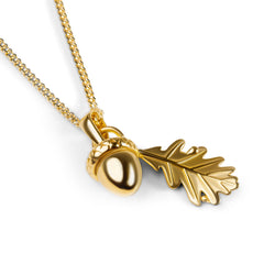 Acorn and Oak Leaf Necklace in Silver with 24ct Gold