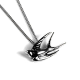 Miniature Swallow Necklace in Silver with 24ct Gold