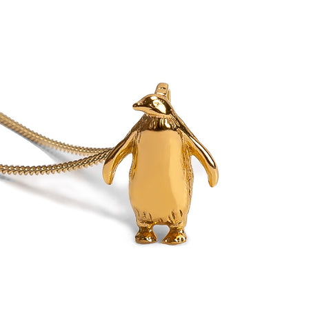 Penguin Necklace in Silver with 24ct Gold